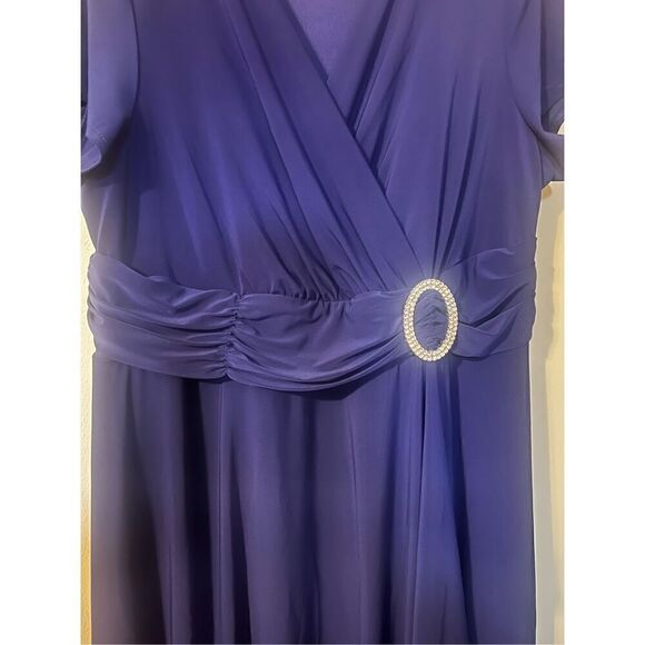 R&M Richards Women’s Plus Size 18 Short Sleeve Faux Wrap Cascade Dress Blue - Picture 11 of 15